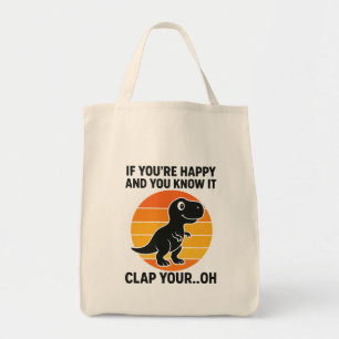 Grappige T Rex Klap Je Oh Retro Dinosaurus Grap Tote Bag