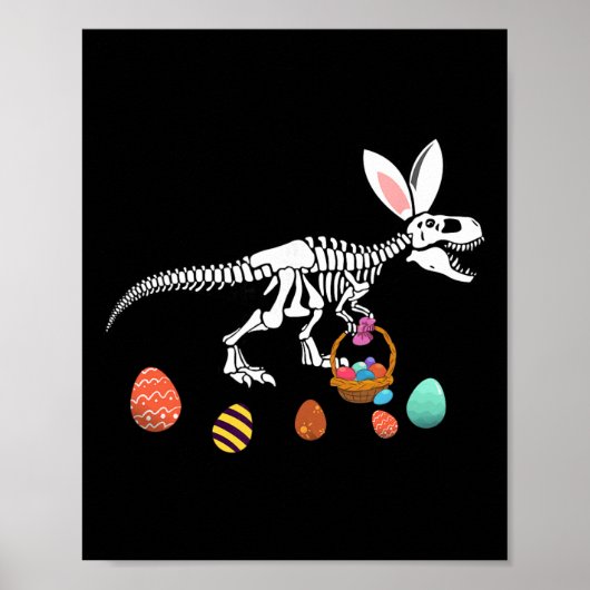 Grappige T Rex Paasskelet Konijn Sket Ei Jacht Paa Poster (Voorkant)