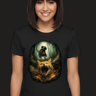 Grappige T-Rex & Schreeuwende Kat Meme Tri-Blend Shirt