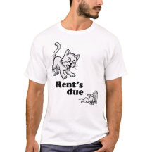 Grappige T-Shirt met 'Huur is Verschuldigd' en Kat