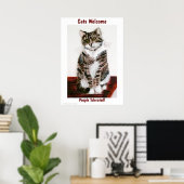 Grappige Tabby Cat Art Poster (Thuiskantoor)