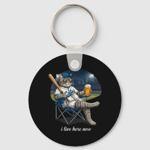 Grappige Tabby Kat Ballfield Baseballveld Leef Hie Sleutelhanger