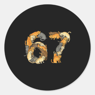 Grappige Tabby Katten 6 7 Meme Zes Zeven Liefde St Ronde Sticker