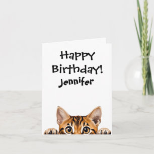 Grappige Tabby Tijger Kat Gevouwen Wenskaart Kaart