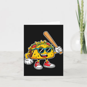 Grappige taco die honkbal speelt Mexicaanse cinco Kaart
