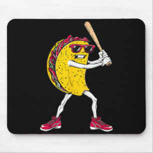 Grappige taco die honkbal speelt Mexicaanse cinco Muismat