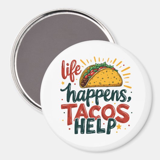 Grappige Taco Lover Fiesta Foodie Humor Art White Magneet (Voorkant / Achterkant)