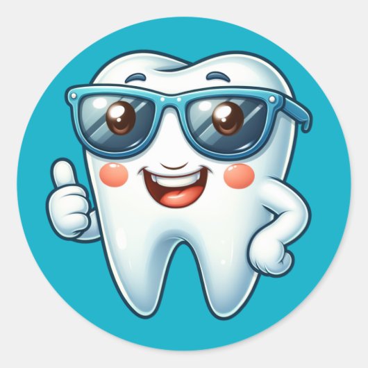 Grappige tand ronde sticker (Voorkant)