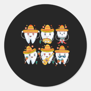 Grappige Tandarts Cinco de Mayo Tanden Mexicaanse  Ronde Sticker