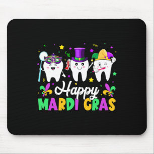 Grappige tanden Happy Mardi Gras tandheelkundige p Muismat