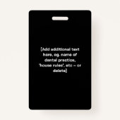 Grappige TANDHEELKUNDIGE ASSISTENT De hele tand Badge (Achterkant)