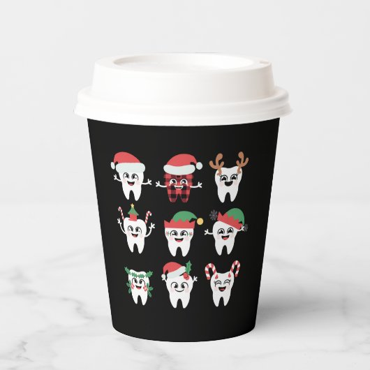 Grappige Tandheelkundige Kersttanden Schattigee Xm Papieren Bekers (Voorkant)