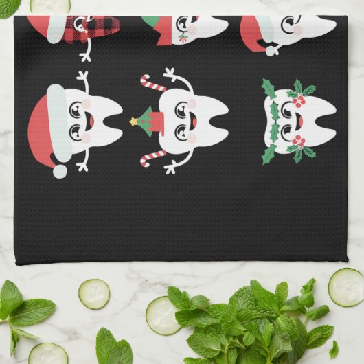 Grappige Tandheelkundige Kersttanden Schattigee Xm Theedoek (Gevouwen)