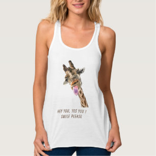 Grappige Tanktop met speelse Giraffe - aangepaste 