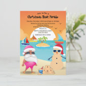 Grappige Tanned Santa Beach Kerstboot Parade Kaart (Staand voorkant)