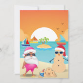 Grappige Tanned Santa Beach Kerstboot Parade Kaart (Achterkant)