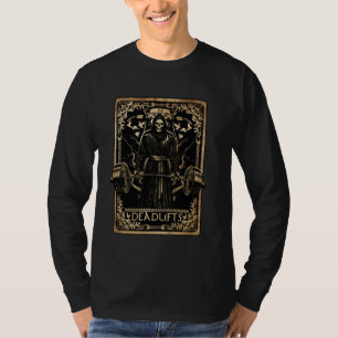 Grappige Tarot Kaart Deadlift Skeleton Gym Workout T-shirt