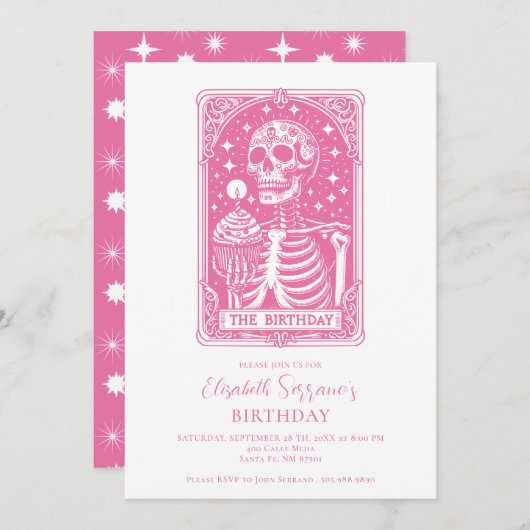 Grappige Tarot Roze Verjaardag Kaart (Voorkant / Achterkant)