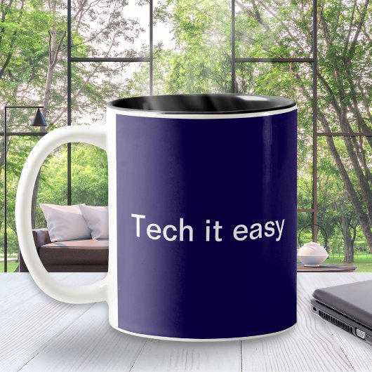 Grappige Tech Humor Computer Programmeur Monogramm Tweekleurige Koffiemok