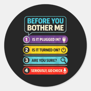 Grappige technische ondersteuningscitaten Computer Ronde Sticker