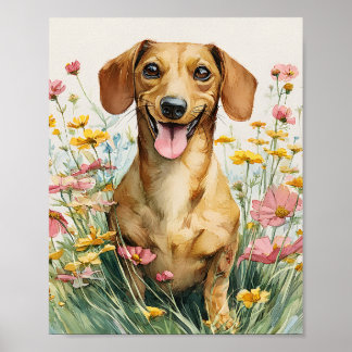 Grappige Teckel Art Print – Schattigee worst hond