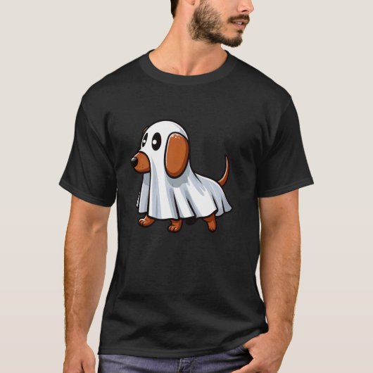 Grappige teckel geest Halloween kostuum jongens me T-shirt (Voorkant)