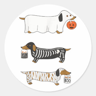 Grappige teckel geest Halloween Soky Season Weenie Ronde Sticker