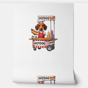 Grappige Teckel Hond Hotdog Sandwich Weenie Worst Behang