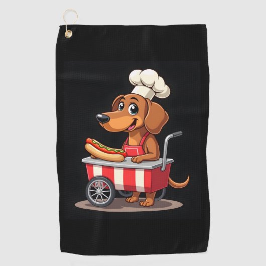 Grappige Teckel Hond Hotdog Sandwich Weenie Worst Golfhanddoek (Voorkant)