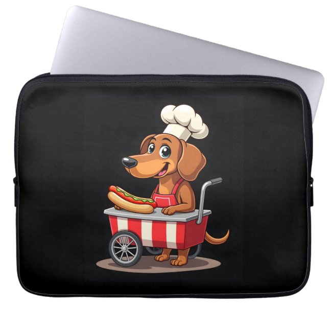 Grappige Teckel Hond Hotdog Sandwich Weenie Worst Laptop Sleeve (Voorkant)