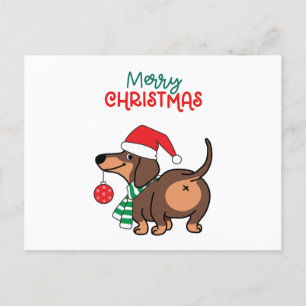 Grappige teckel hond Schattige Vrolijk Kerstfeest Feestdagenkaart