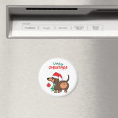 Grappige teckel hond Schattige Vrolijk Kerstfeest Magneet (Insitu (Vaatwasser))