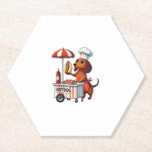 Grappige Teckel Hond Weenie Worst Hotdog Sandwich Kartonnen Onderzetters