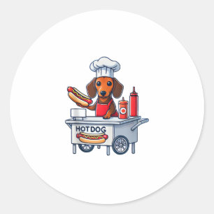 Grappige Teckel Hond Weenie Worst Hotdog Sandwich Ronde Sticker