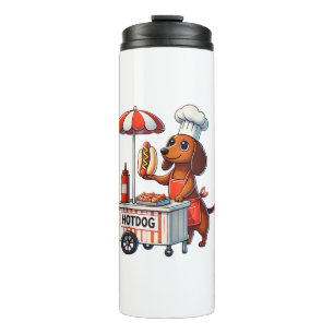Grappige Teckel Hond Weenie Worst Hotdog Sandwich Thermosbeker