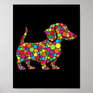 Grappige teckel Hondenliefhebbers Polka Dot Happy Poster