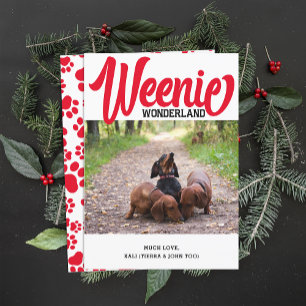 Grappige Teckel Weenie Hond Kerst Custom Foto Feestdagenkaart