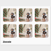 Grappige teckel worst hond Kerstmis Vierkante Sticker (Vel)