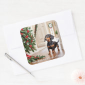 Grappige teckel worst hond Kerstmis Vierkante Sticker (Envelop)