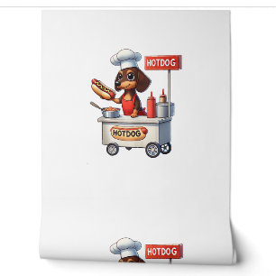 Grappige teckel worst hond Weenie hotdog sandwich Behang