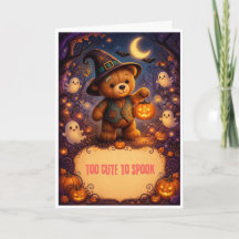 grappige teddybeer Halloween kaart