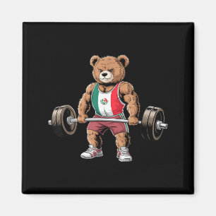 Grappige teddybeer Mexicaanse vlag gewichten heffe Magneet