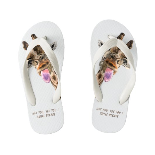 Grappige Teenslippers met Speelse Giraffe - Smile (Voetbed)