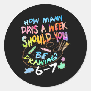 Grappige Teken Schetsende Kunstenaar Kunstliefhebb Ronde Sticker