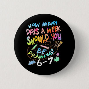 Grappige Tekenende Schetstekenaar Ronde Button 5,7 Cm