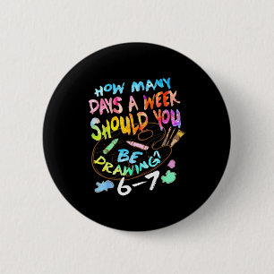 Grappige Tekening Schetsen Kunstenaar Kunstliefheb Ronde Button 5,7 Cm