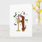 Grappige tekening van Dachshund-hondenfeestje Kaart (Gele Bloem)