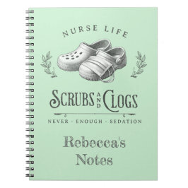 Grappige tekening van Scrubs & Clogs gepersonalise Notitieboek