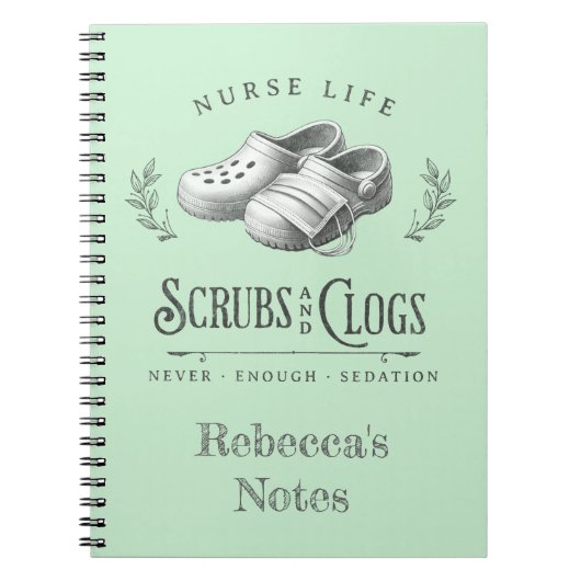 Grappige tekening van Scrubs & Clogs gepersonalise Notitieboek (Voorkant)
