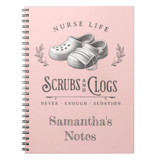 Grappige tekening van Scrubs & Clogs gepersonalise Notitieboek